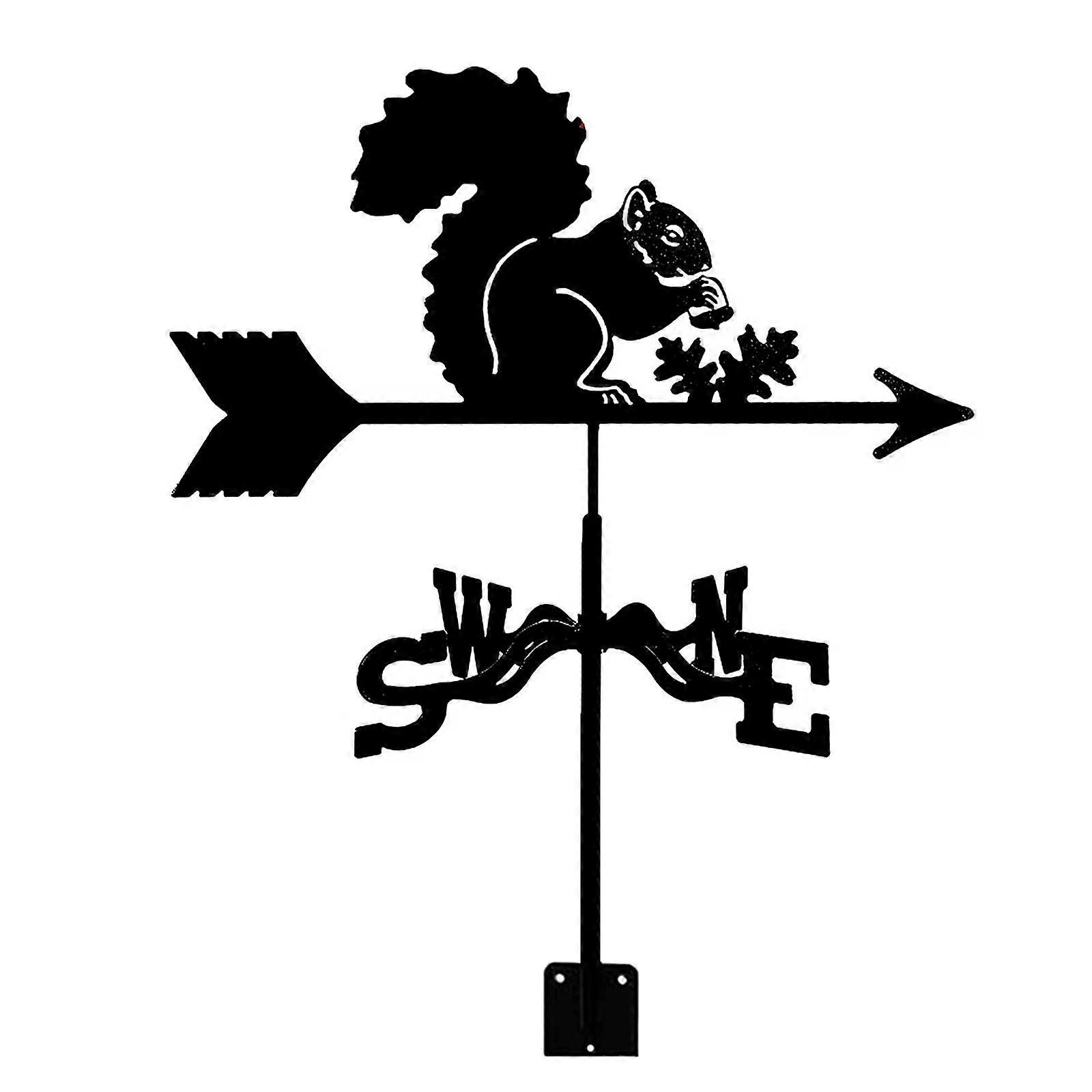 Garden Wind Vane Metal Weathervane with UV Resistant Coating, Squirrel Yard Wind Direction Indicator