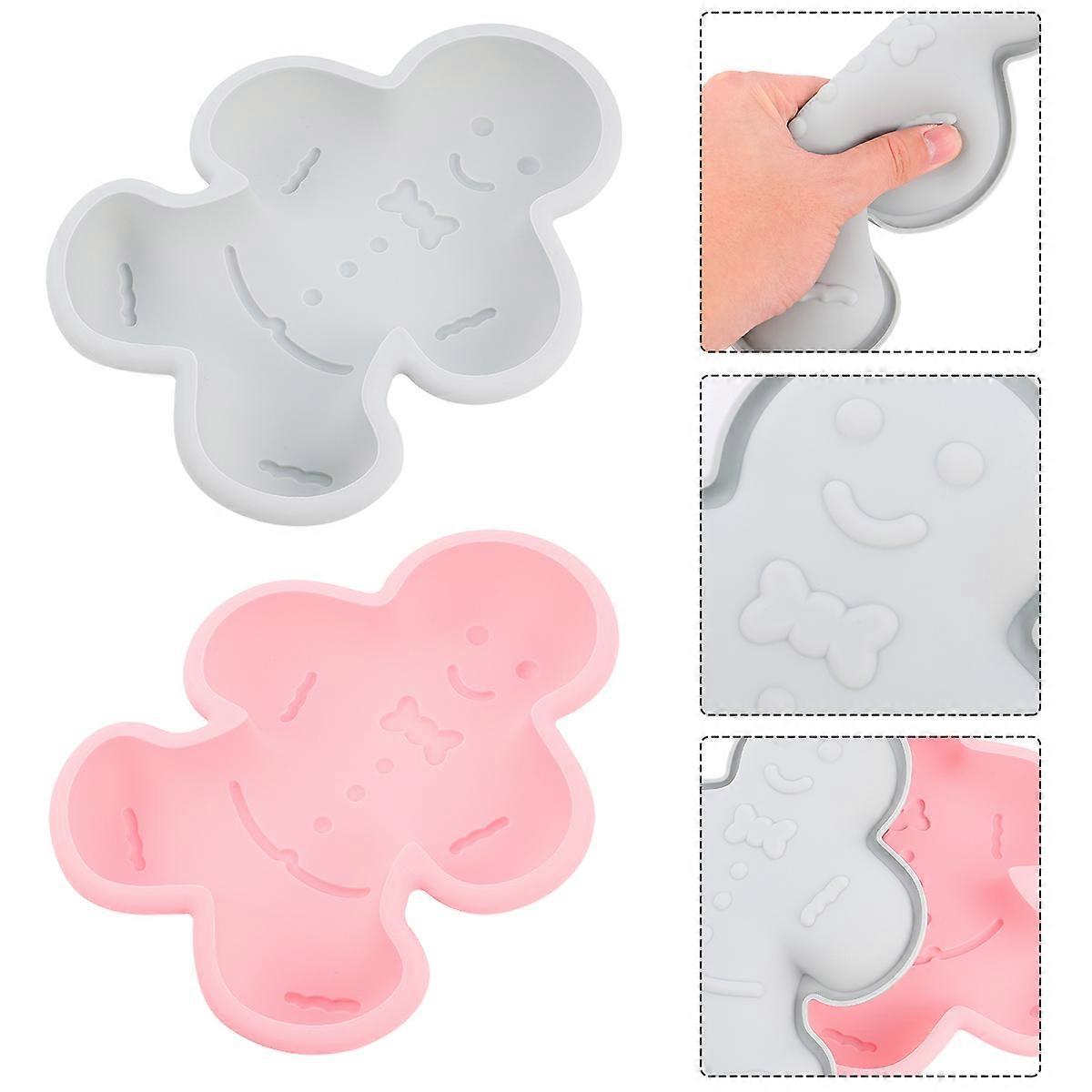 Silicone Mold Gingerbread Man Shape Mold for Baking Use 2Pcs DIY Molds