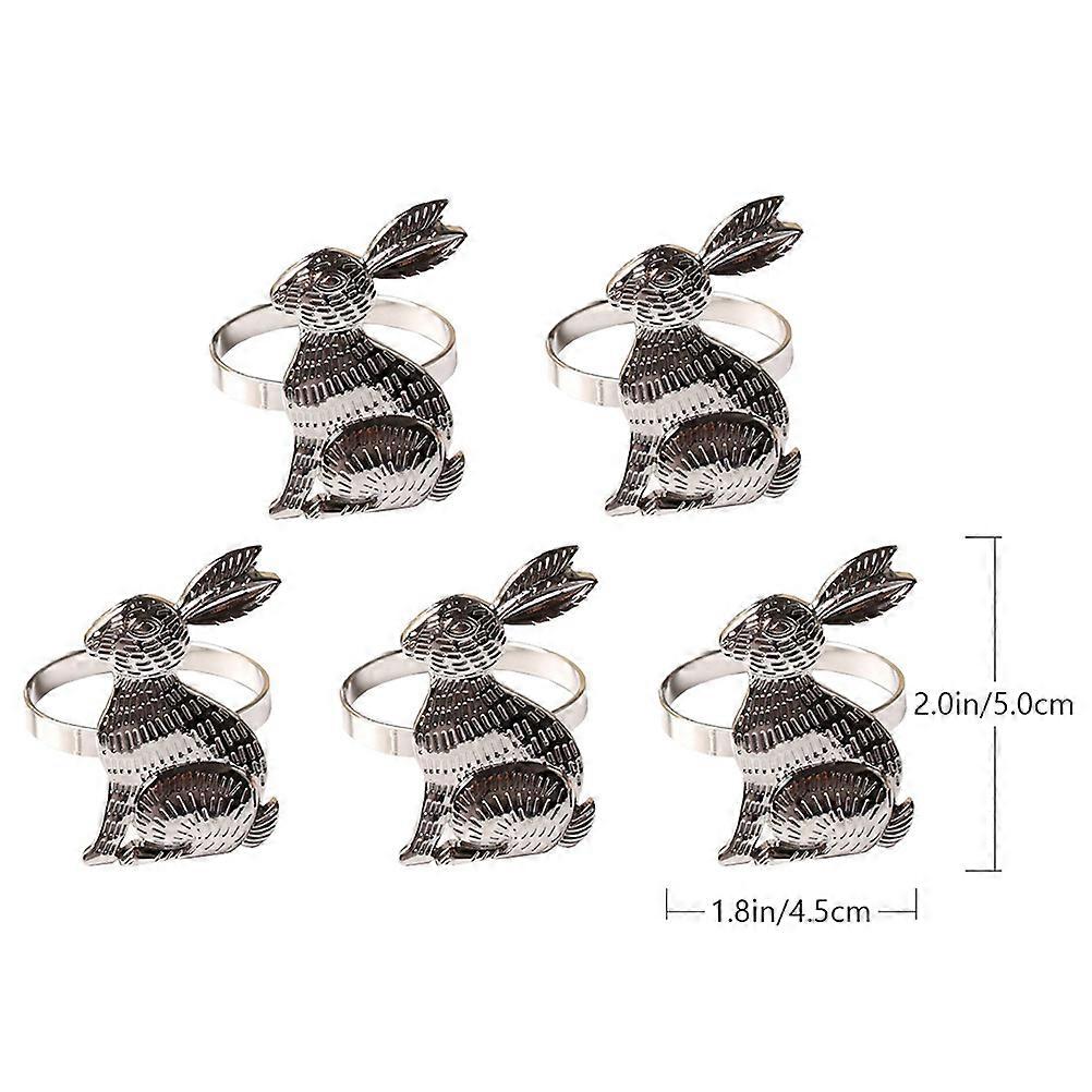 Bunny Napkin Ring Rabbit Shape Tabletop Decors Easter Celebration 5.00x4.50x3.00cm 5Set