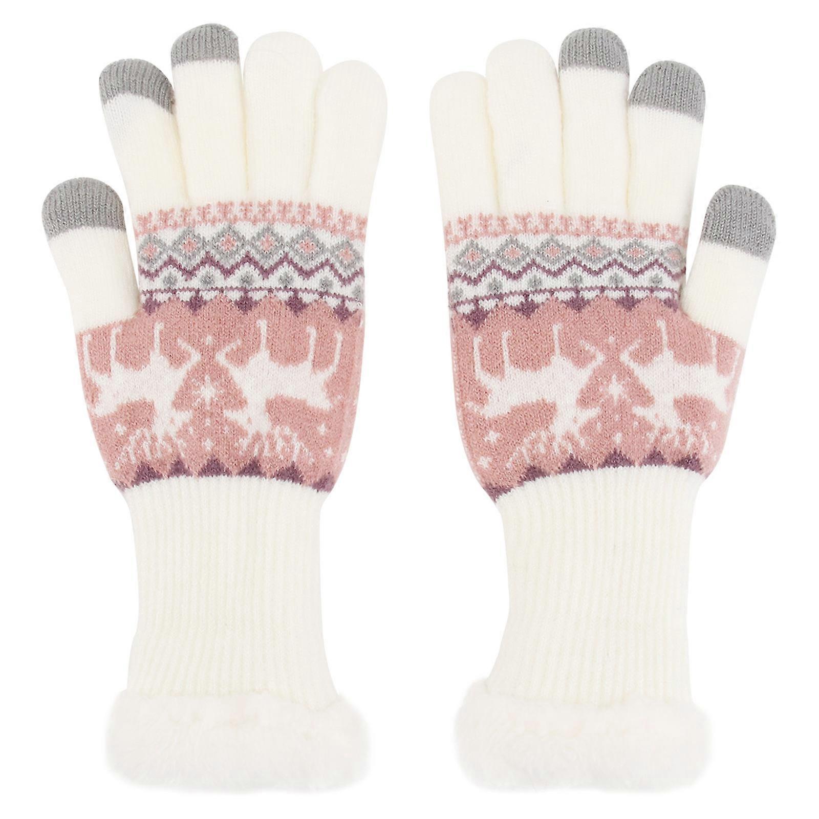 Snowflake Gloves Xmas Warm Knitting Gloves Split-Finger 1Pair