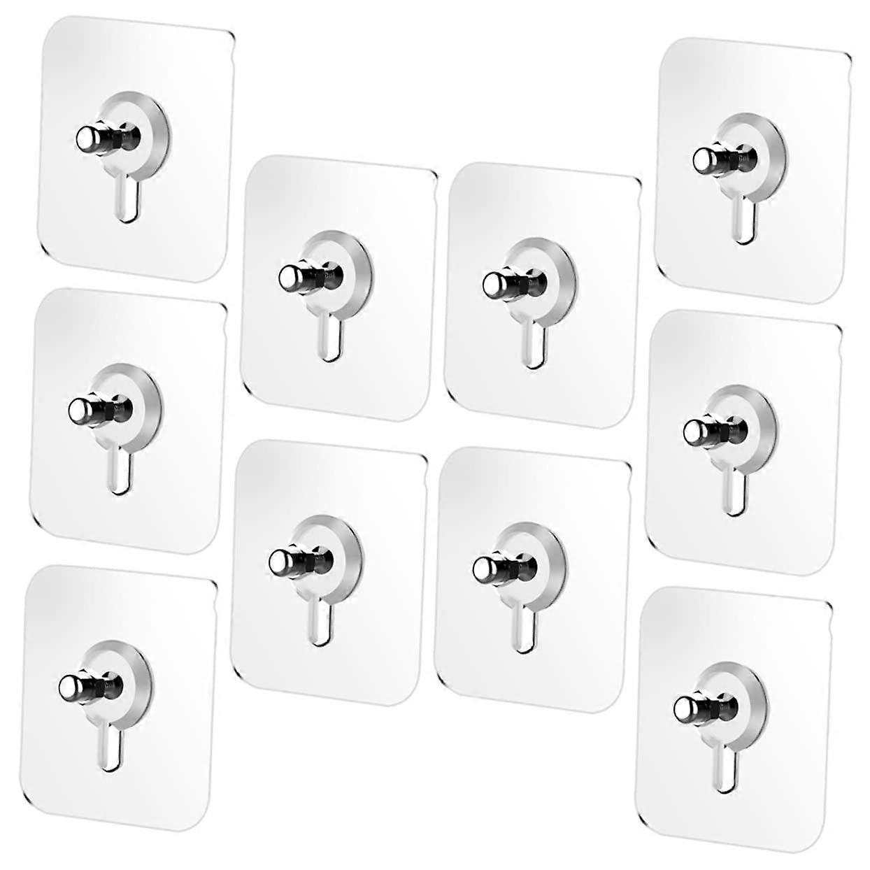 10pcs Adhesive Wall Hooks Traceless NoDrill for Bathroom Kitchen Smooth Surfaces SpaceSaving