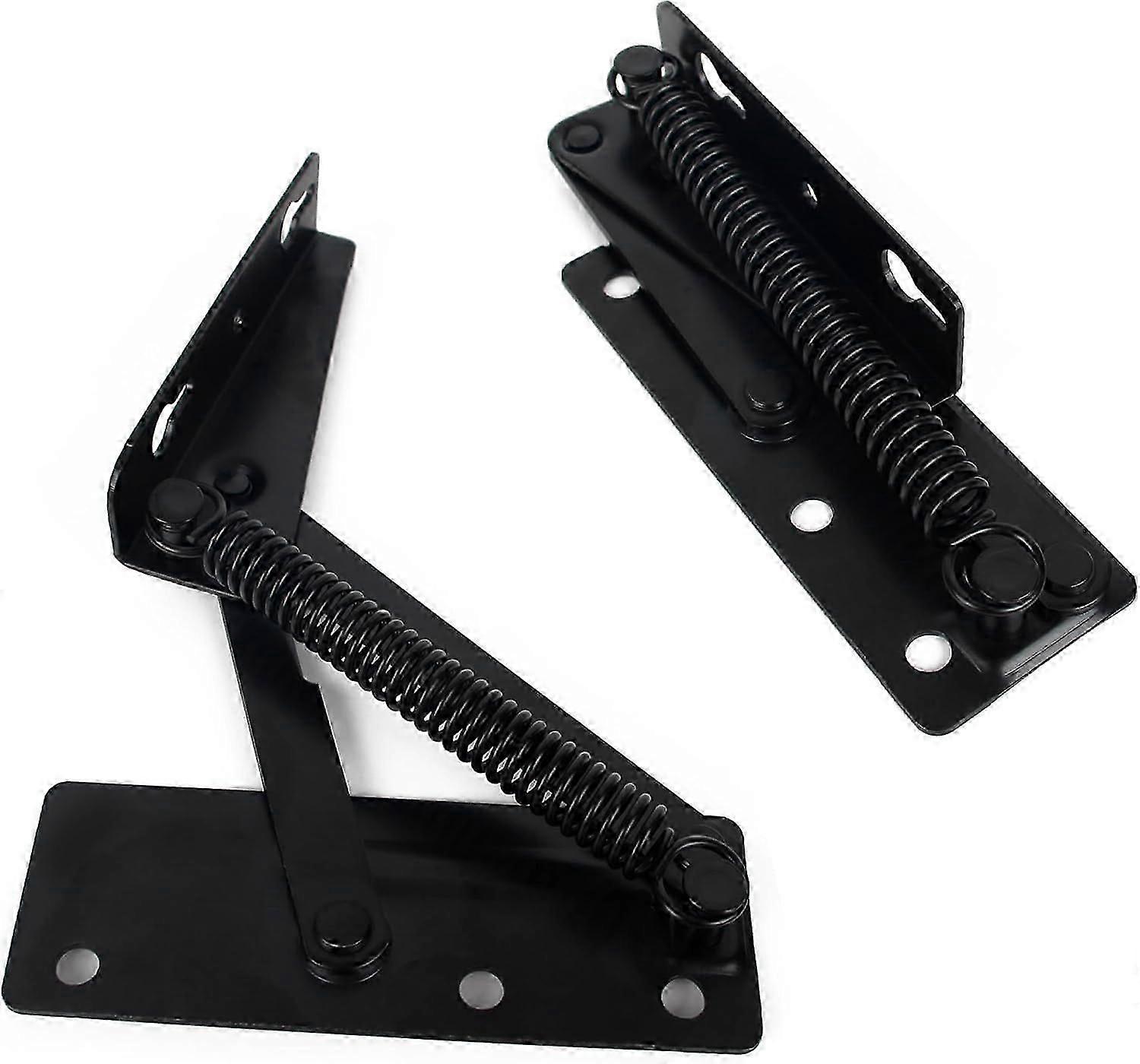 2PCS 80 Degree Foldable Lifting Bracket, Black Spring Hinge, Bench seat Hinge Top Hinge of