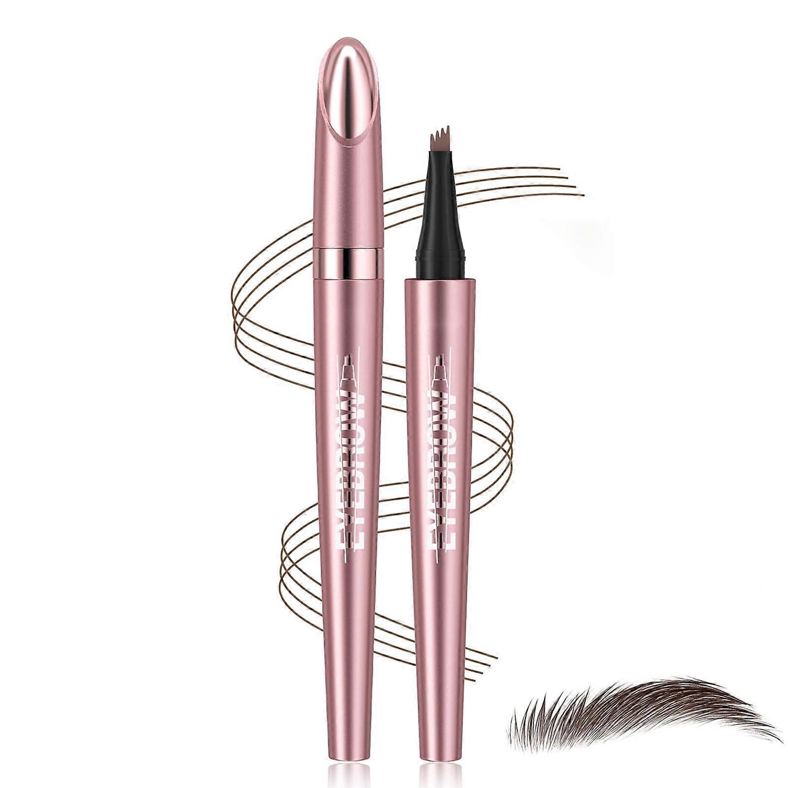 Waterproof Eyebrow Pencil Dark Brown 4 Tip Microblading Brow Pen Smudge Proof Natural 3D Effect