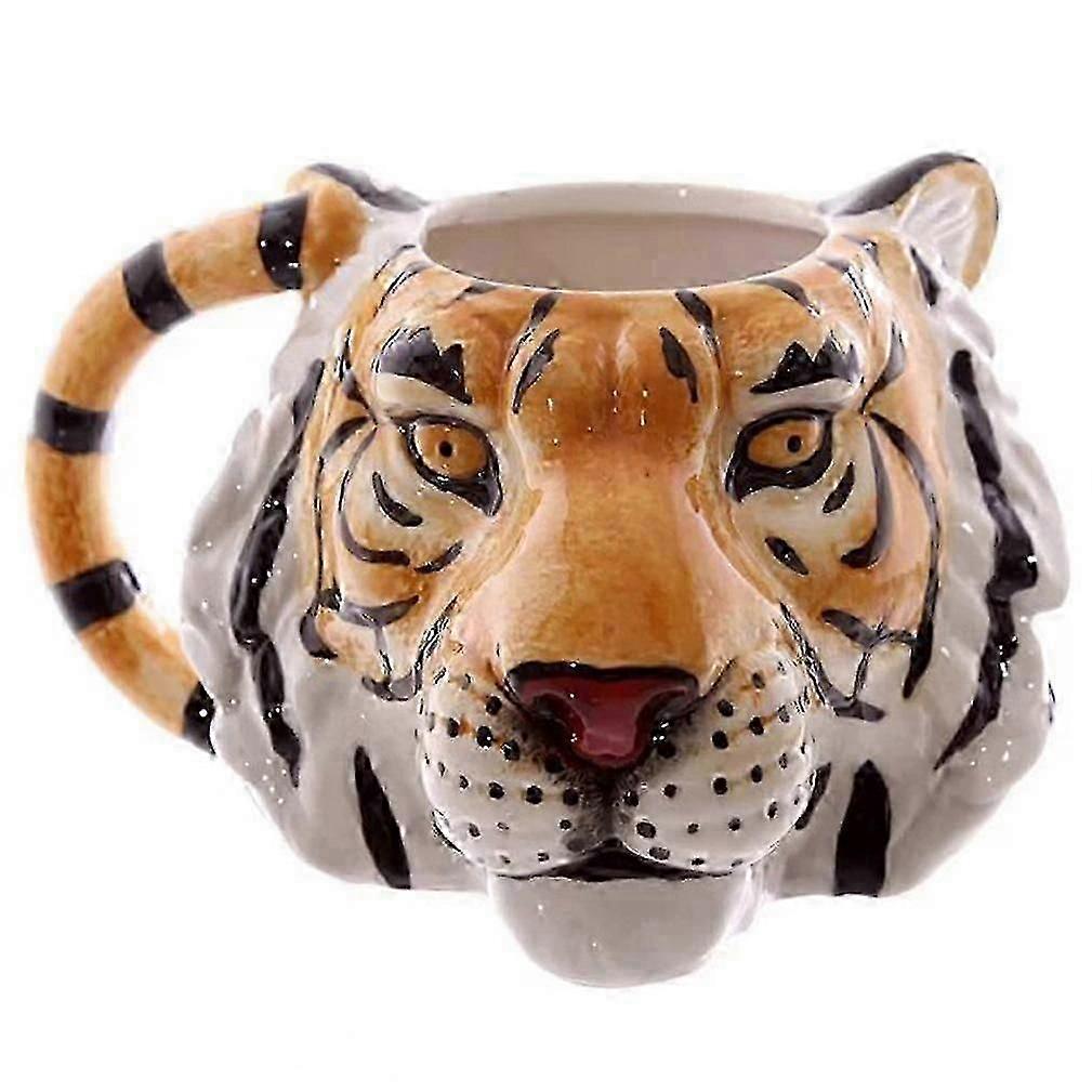 3D Tiger Head Ceramic Mug Animal Design Drinkware