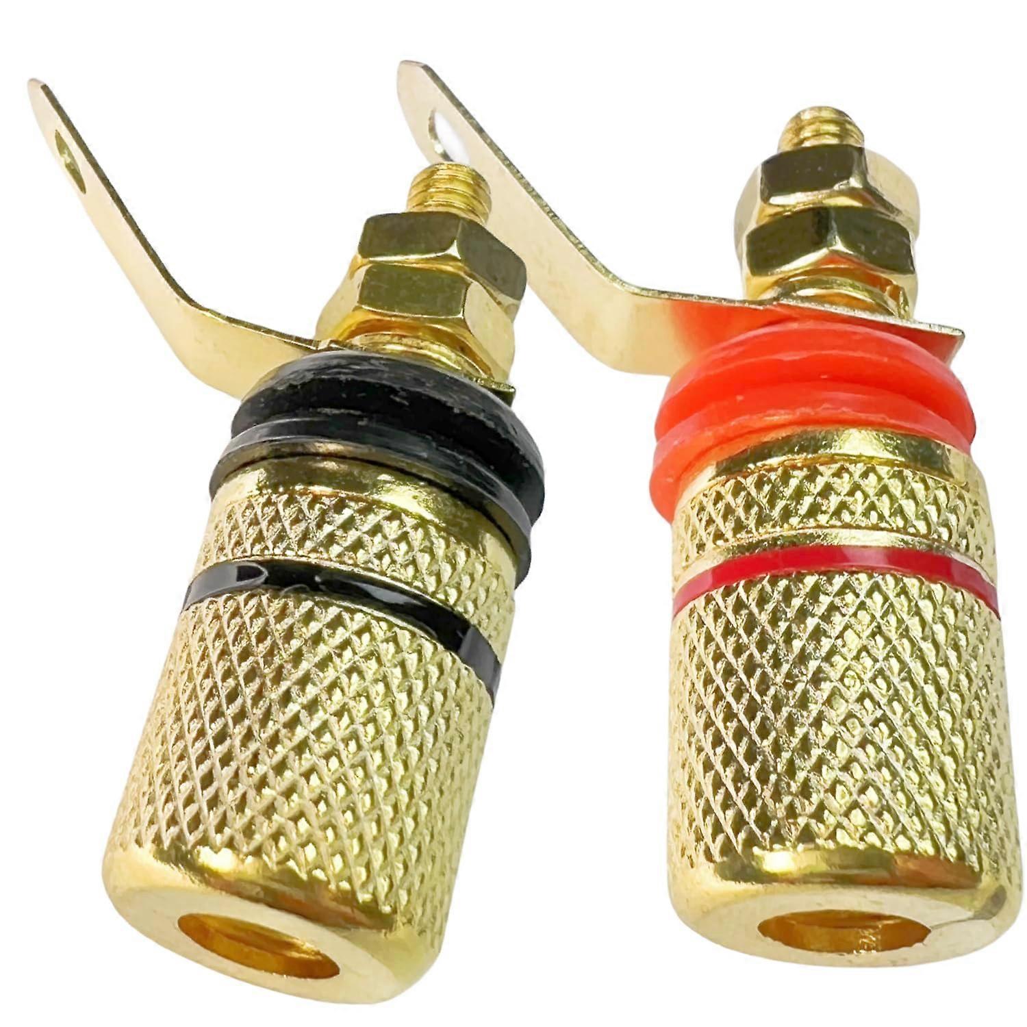 Gold Plated Speaker Binding Posts Red and Black 10 Pack Knurled Grip Panel PCB Mount for Audio