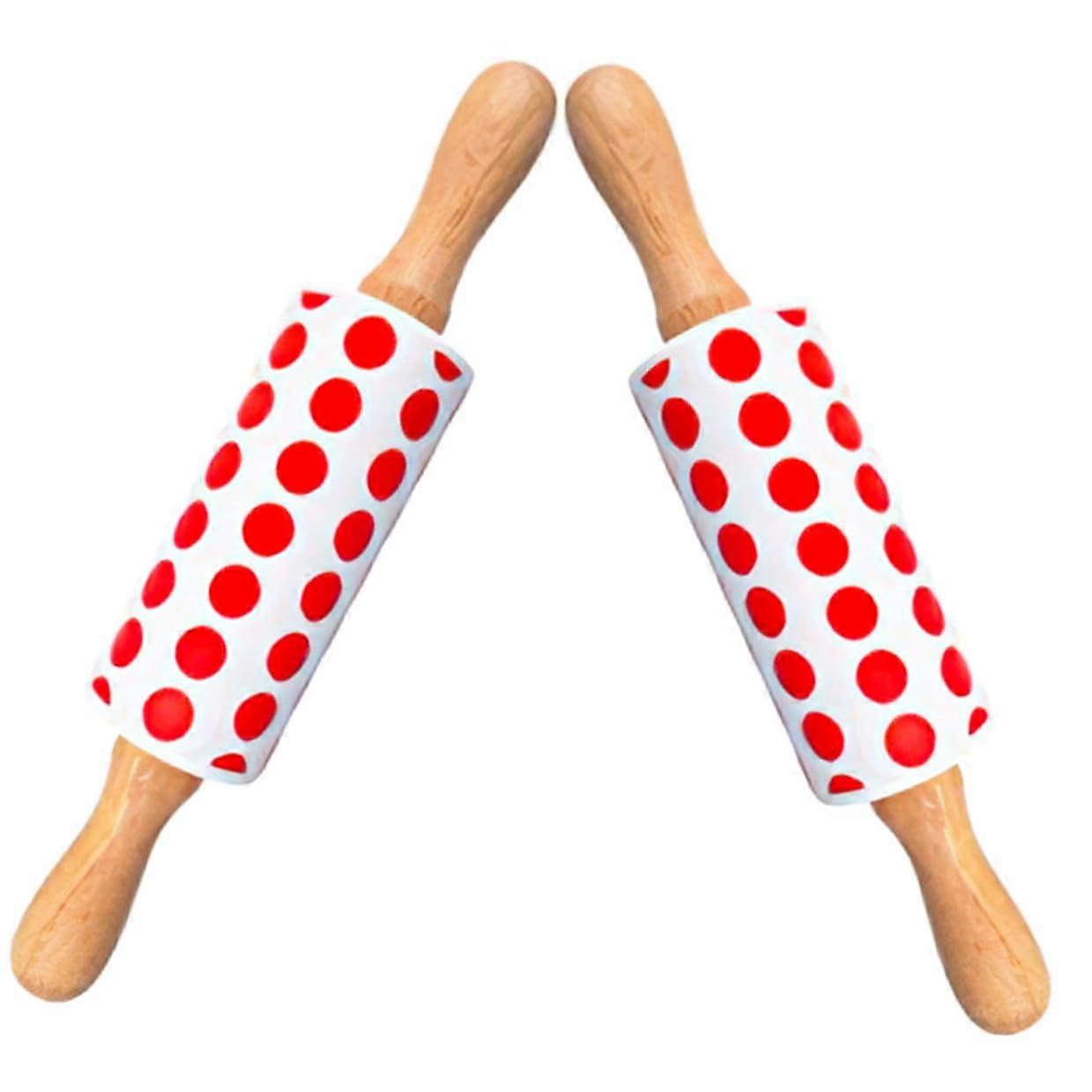 2pcs Silicone Rolling Pin for Baking with Nonstick Dough Roller Ergonomic Handle Small Size