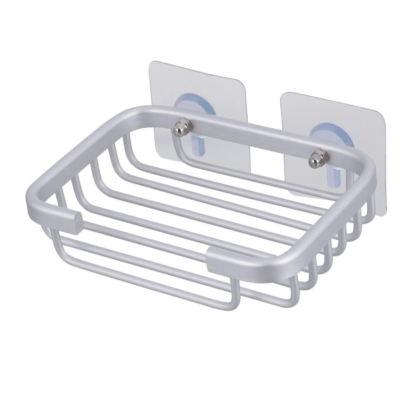 Wall Mounted Soap Dish Holder with SelfDraining Aluminum Rack for Bathroom and Kitchen