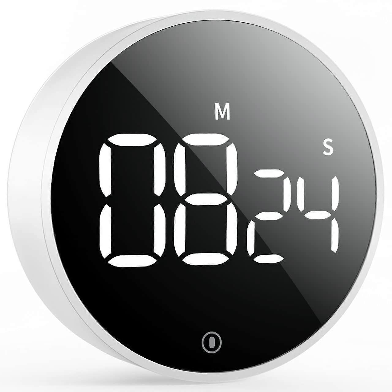 Digital Kitchen Timer, Large LED Countdown Timer with Magnetic Display, 3-Level Volume, and Powerful Magnet (White)