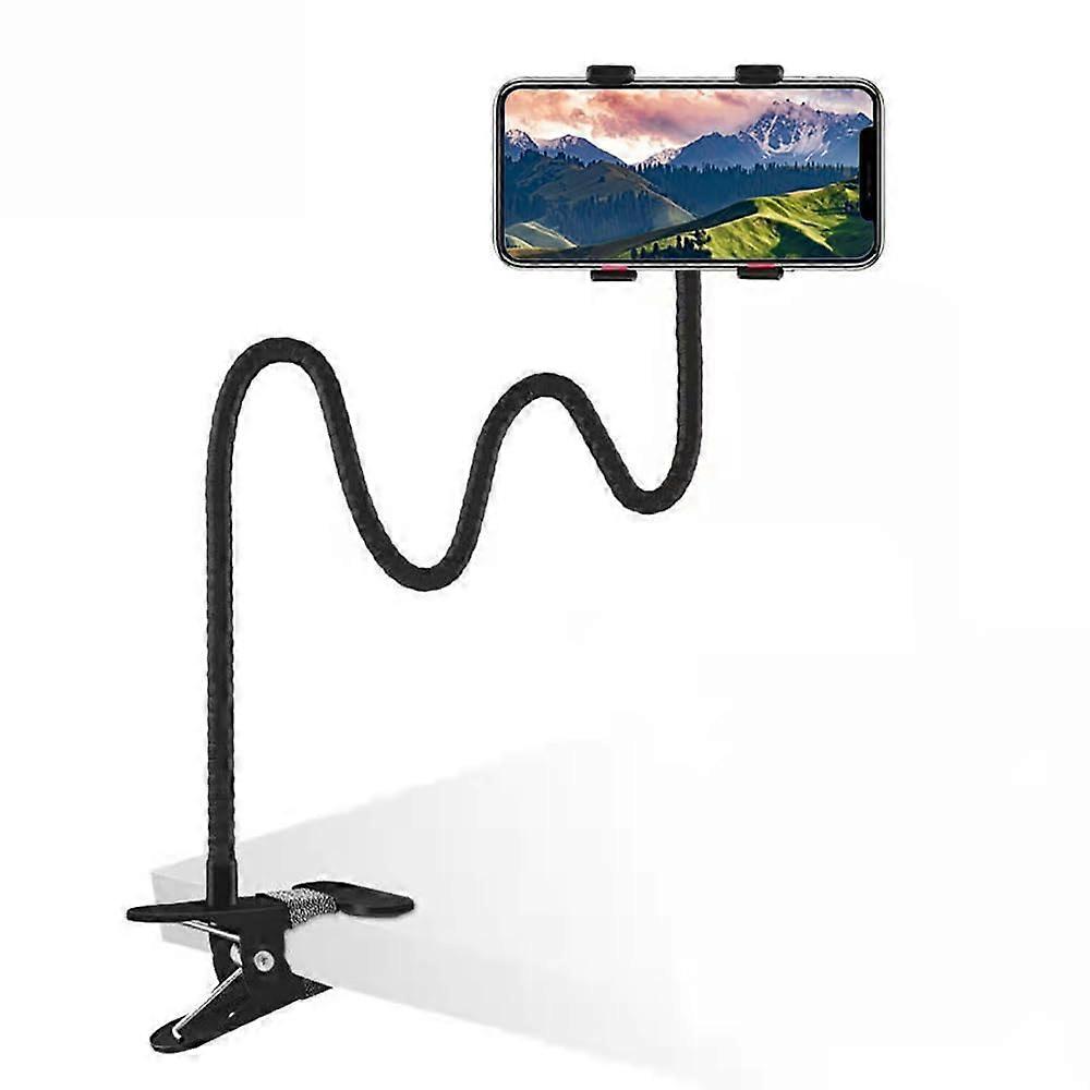 Flexible Gooseneck Phone Holder with 360° Rotation Clip, Adjustable Bedside Mount and Secure Grip