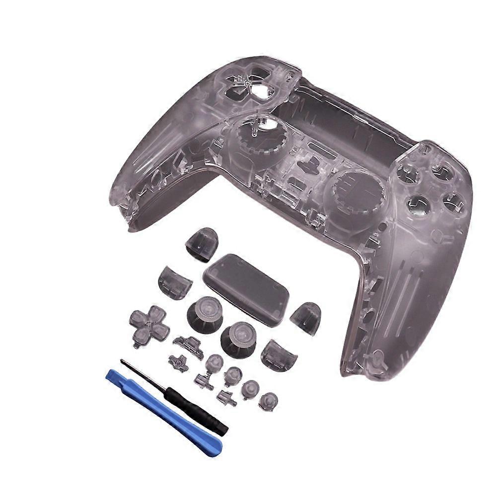 Full Set Clear Housing Shell for PS5 Controller Custom with Buttons,Touchpad Cover&Transparent Protective Case Skin Kit