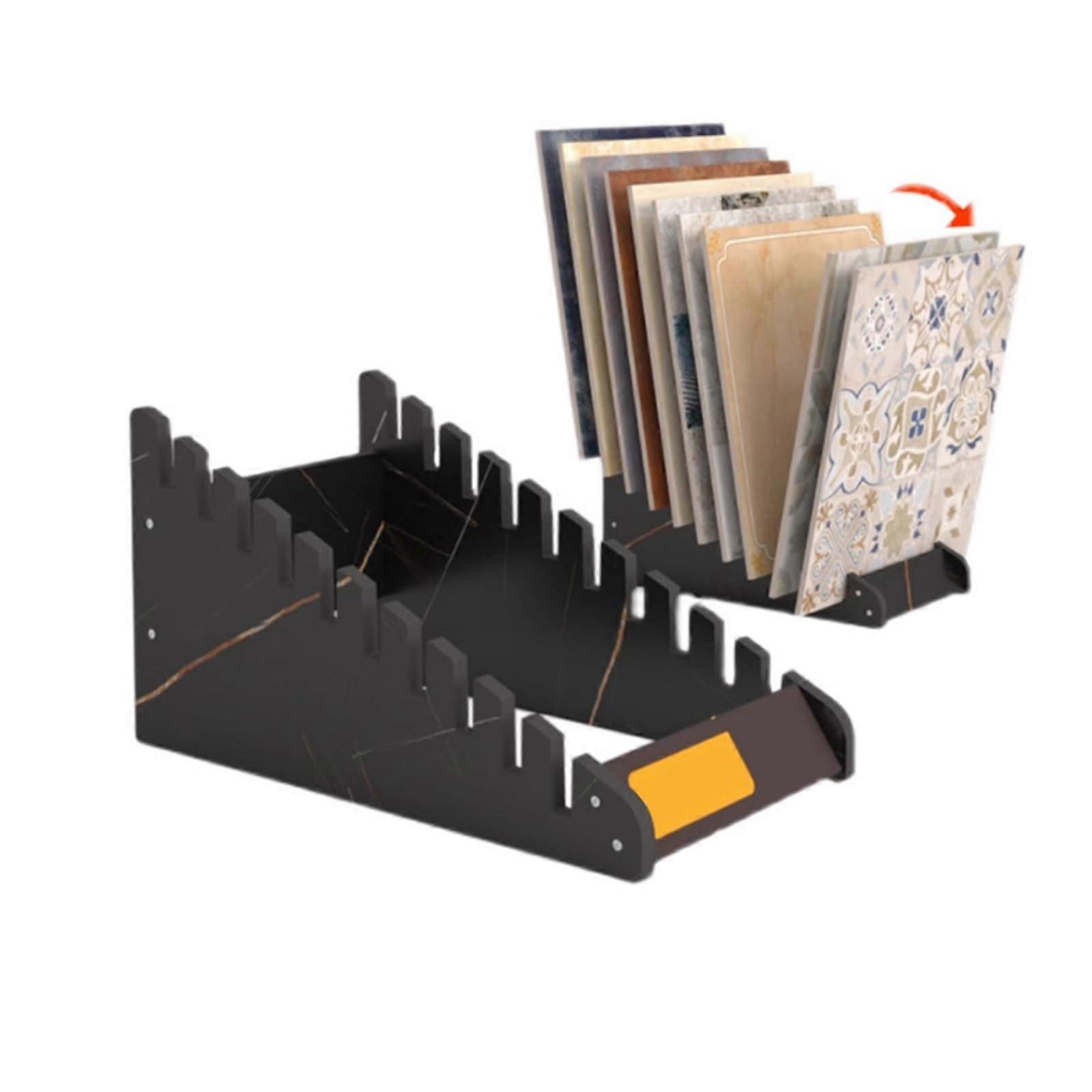 10 Tier Floor Tile Sample Display Stand with Stable Triangular Structure for Showroom and Exhibition