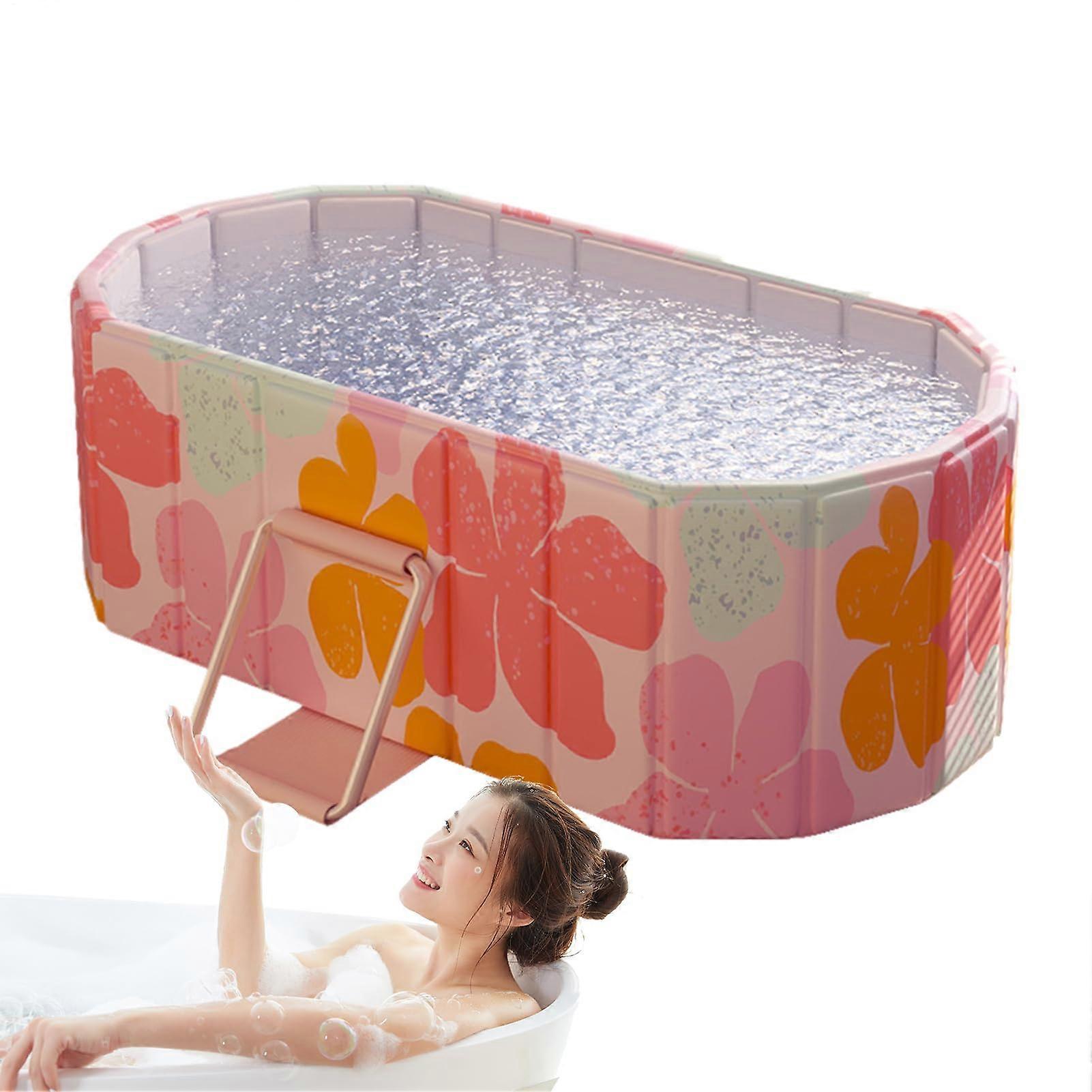 Portable Collapsible Bathtub with  Temperature Insulation and Dual Drain Valves