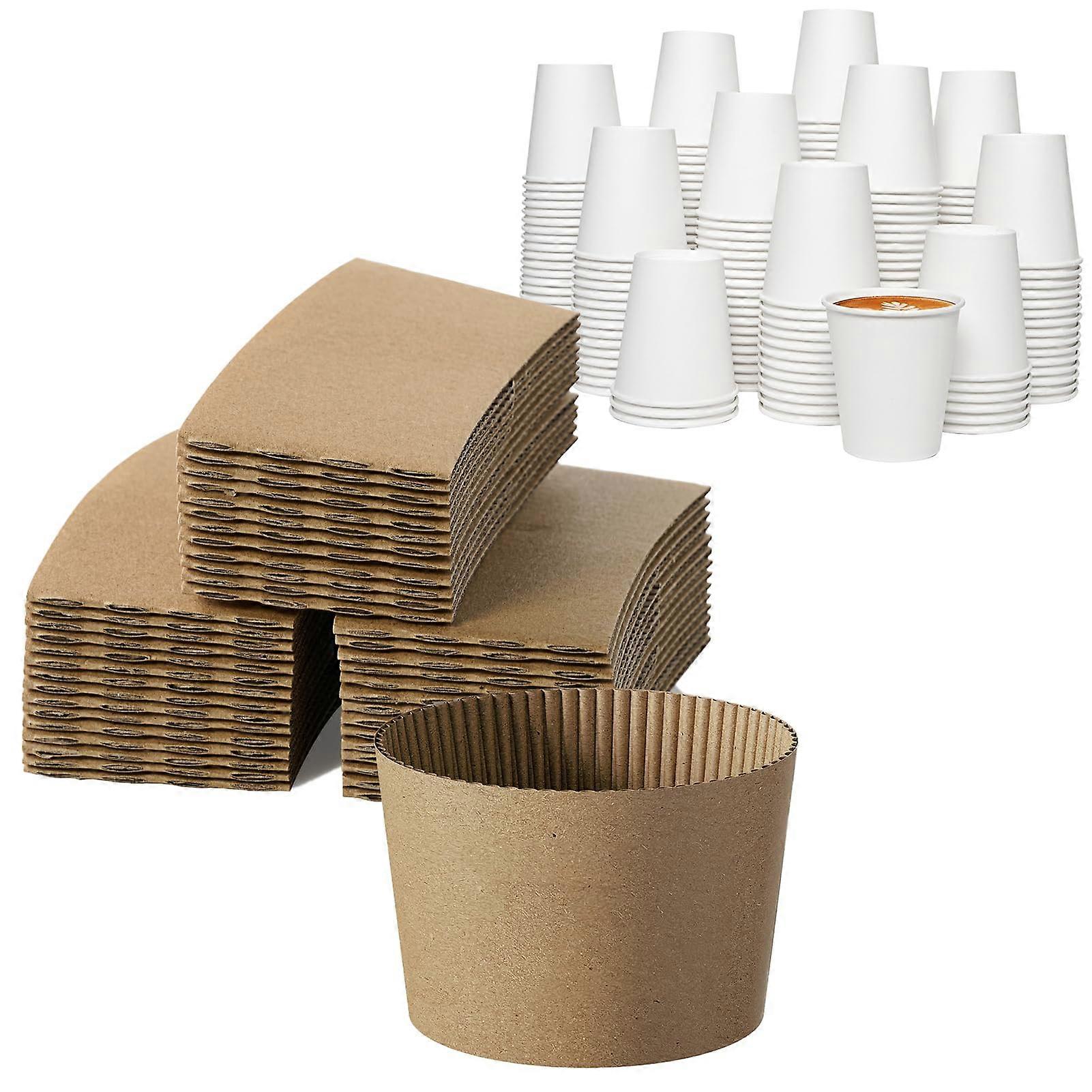10 oz Disposable Coffee Cups with Kraft Sleeves, LeakResistant Lining, Bulk 500 Pack