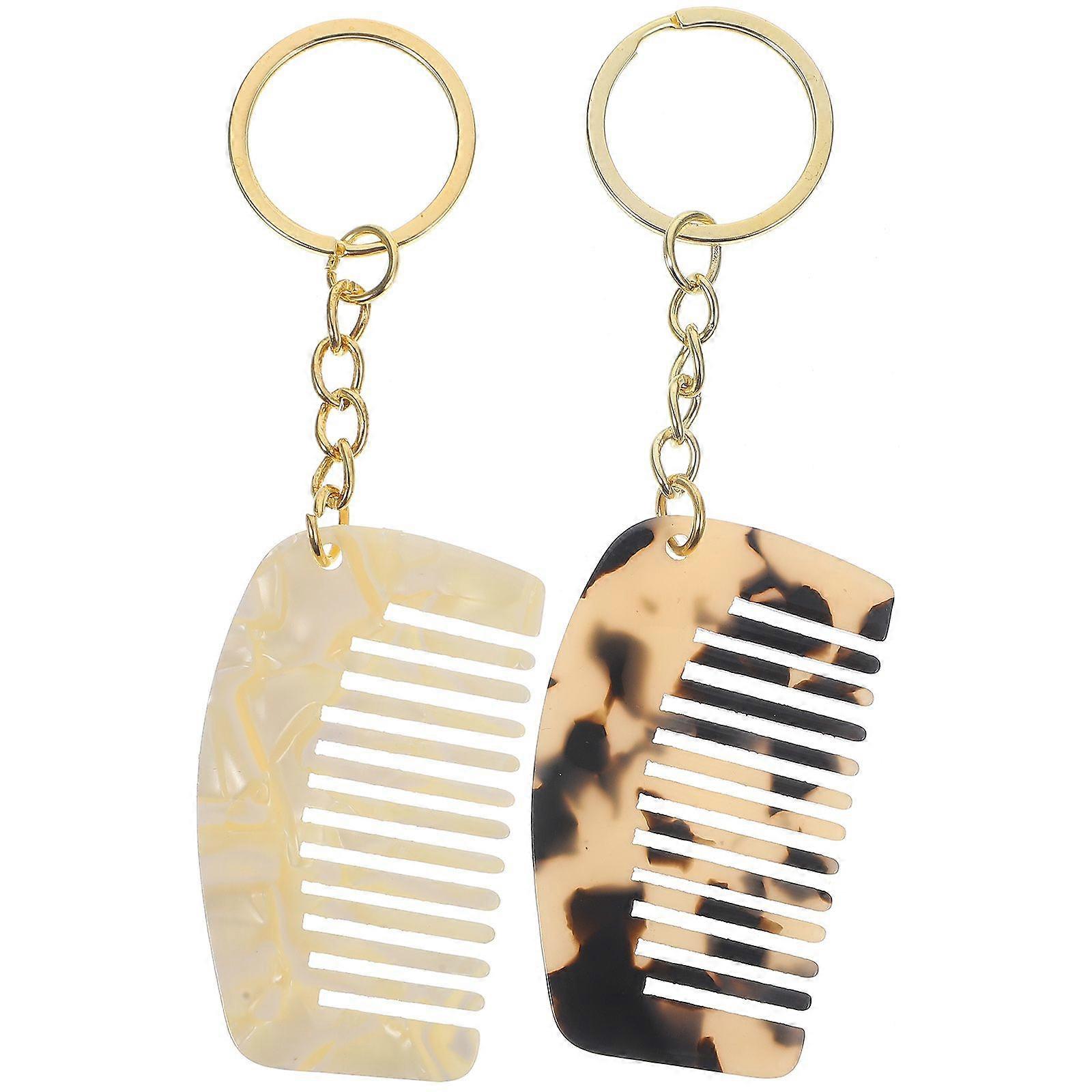 2pcs Comb Keychains Wide Tooth Comb Small Comb Travel Comb Pocket Comb Keyring