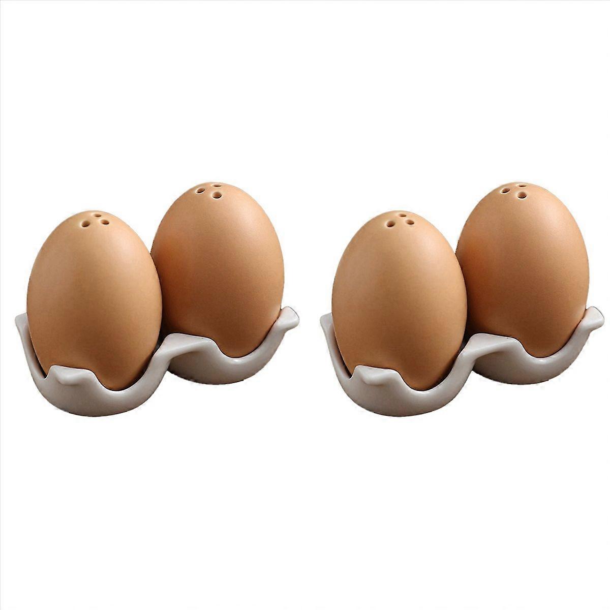 Ceramic Salt and Pepper Shaker Set, Mini Brown with Stand