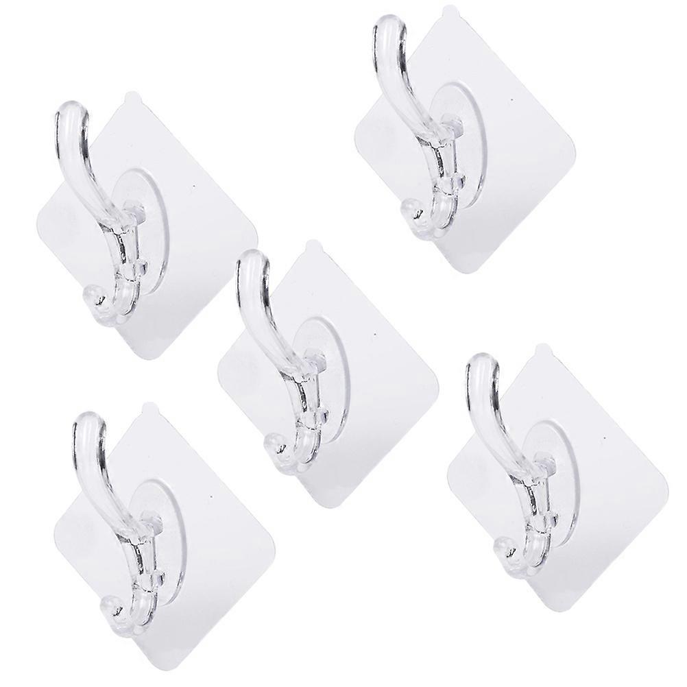 Clothes Hooks for Hanging Use 5Pcs Transparent Punch Free Hooks