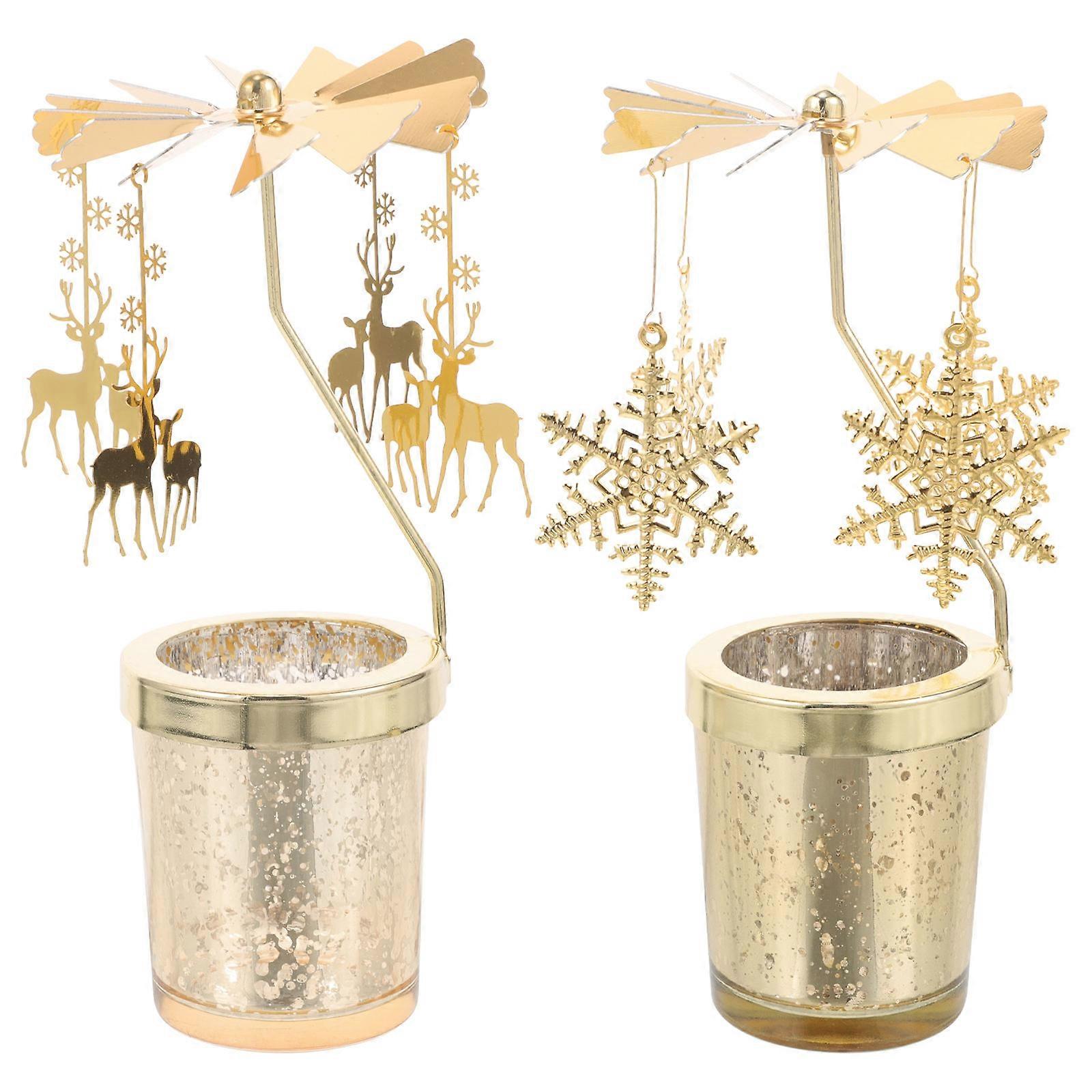 Table Decorative Candlestick Christmas Candlestick for 2Pcs Metal Candle Holder