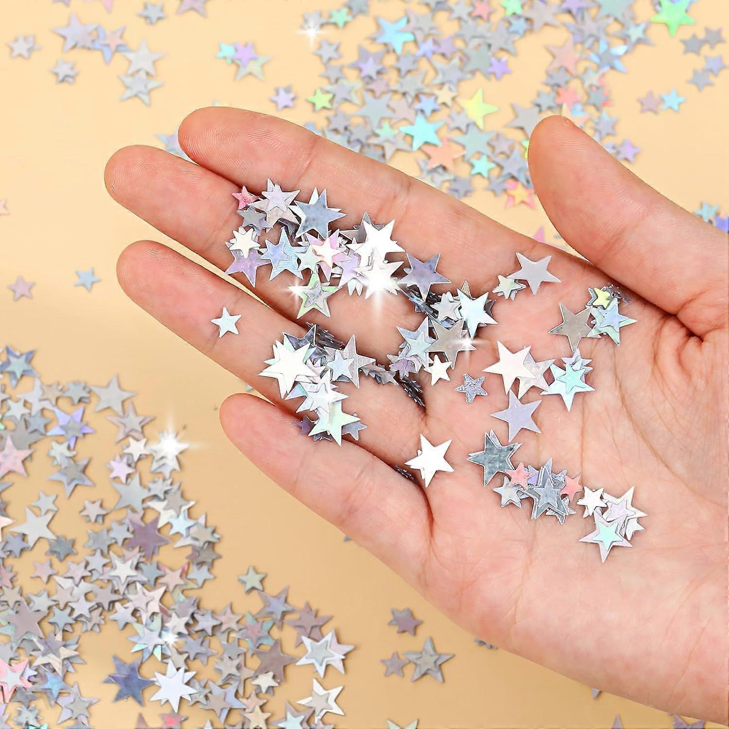 60g Glitter Star Confetti, Full Silver Twinkle Sequins Scatter Star Table