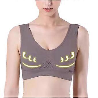 lulshou Sportbeha's voor dames, naadloze, comfortabele, ademende sportbeha zonder beugel, met push-up effect (Wijnrood, XXXXL)