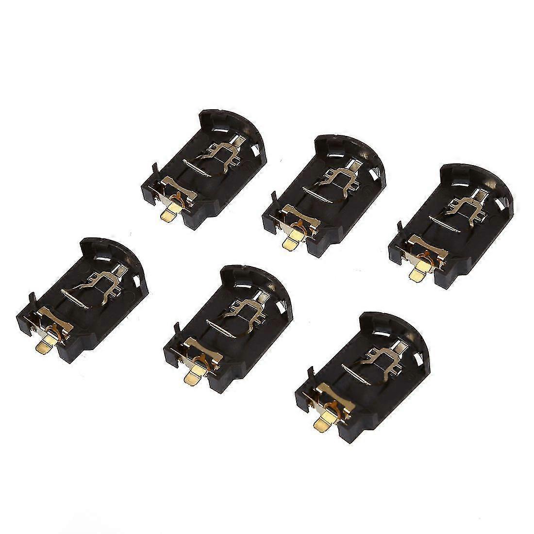 6pcs Brown Plastic Housing Cr2032 Button Cell Battery Socket Holder Case