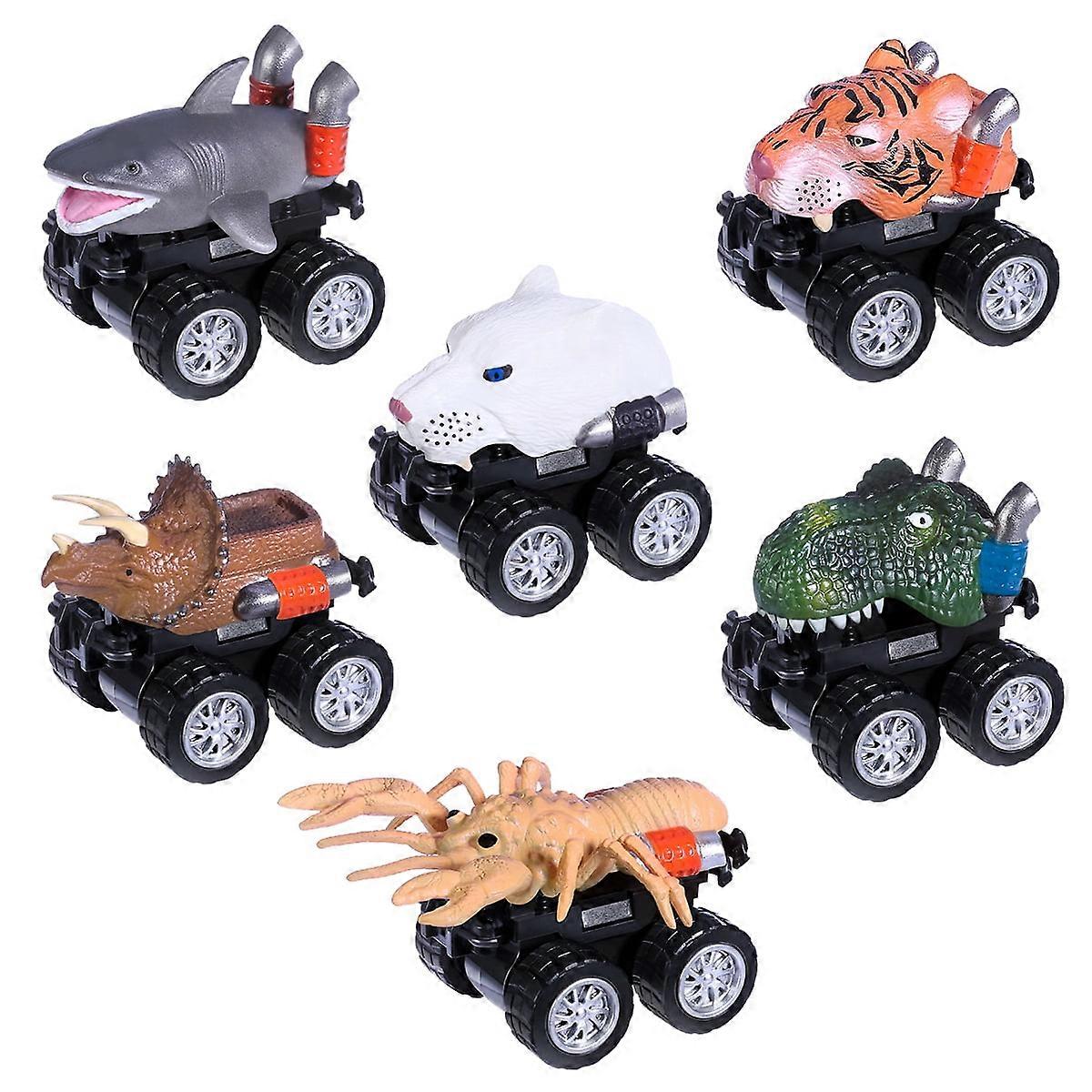 Tiger Shape Pull Back Animal Car ABS 6PCS
