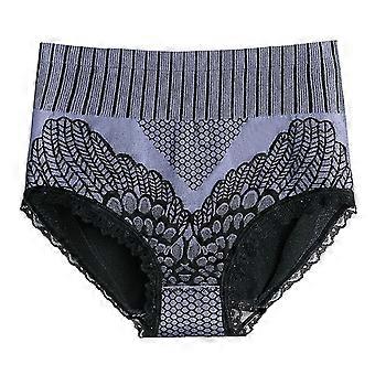 Briefs Flower Print Seamless Nylon Stretchy Tummy Control Panties for Women,Blue M