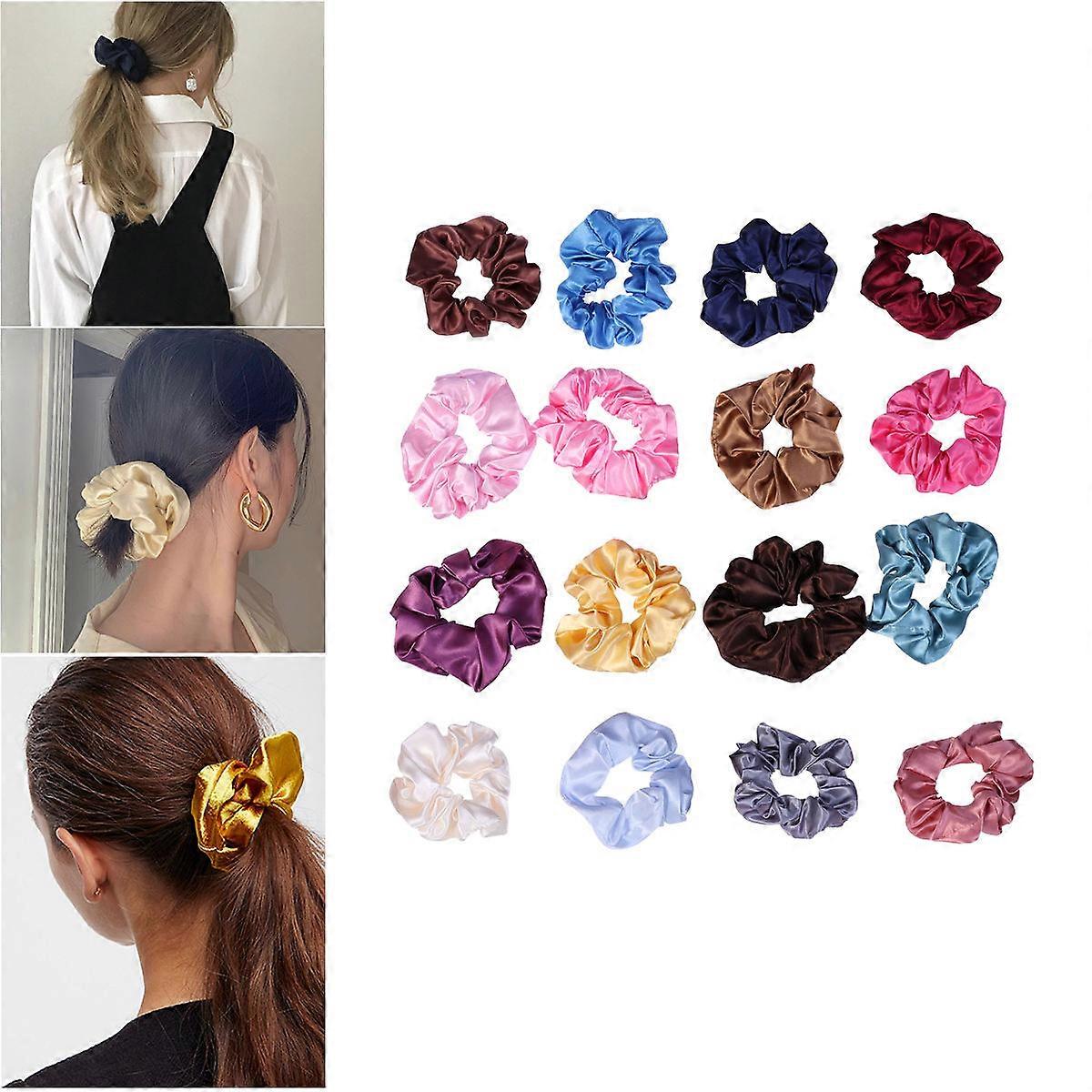 Solid Color Hair Ties Ponytail Holder for Decoration Use 16Pcs Set