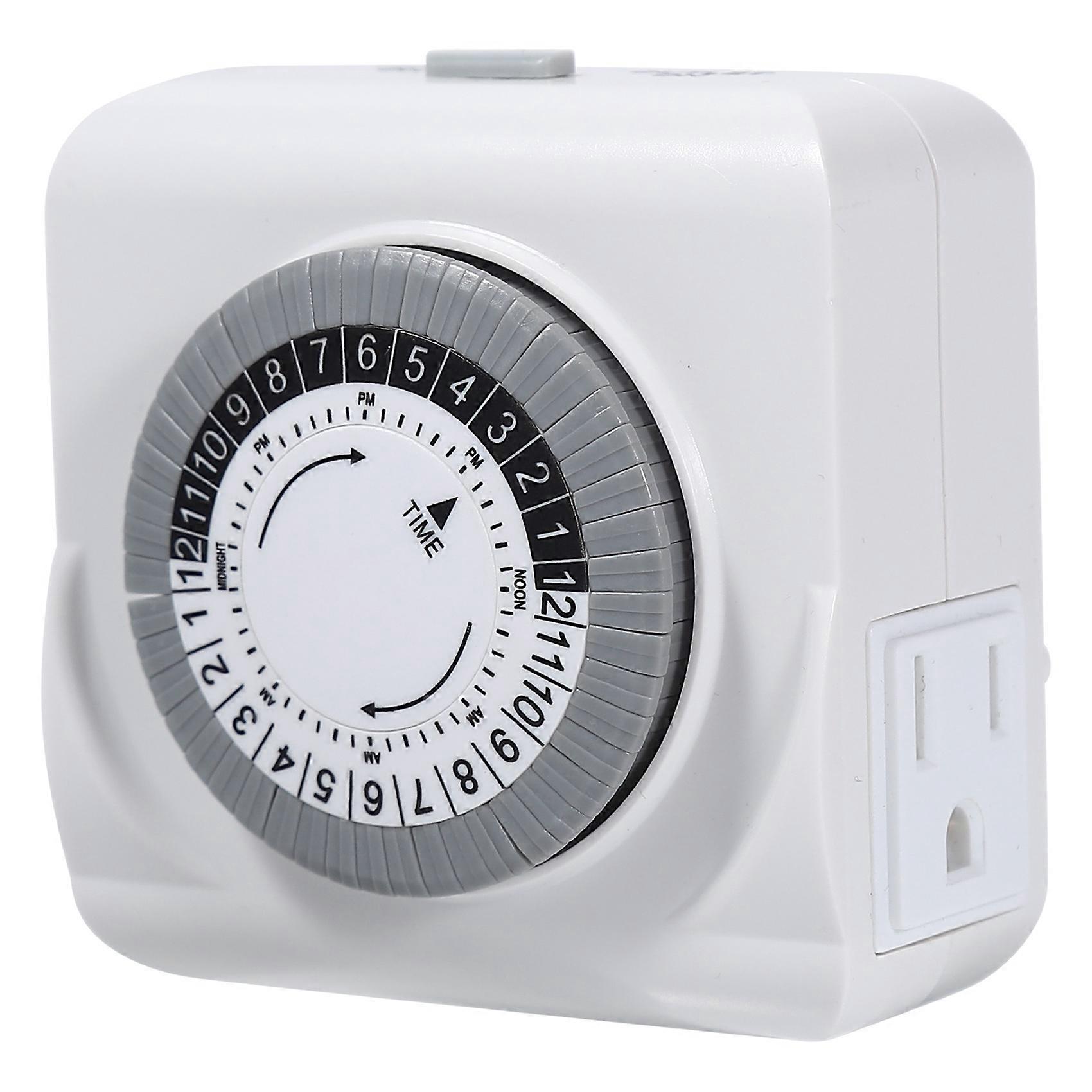 24 Hour Cycle Plug-in Mechanical Timer, Indoor Timer for Electrical Outlets, Dual 3- Outlets, 125V