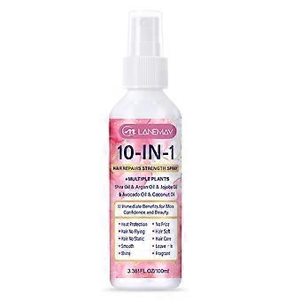 Spray fortifiant réparateur 10 en 1, soin sans rinçage multi-bénéfices à l'huile d'argan et à l'huile de jojoba, spray anti-frisottis et protecteur thermique pour cheveux abîmés