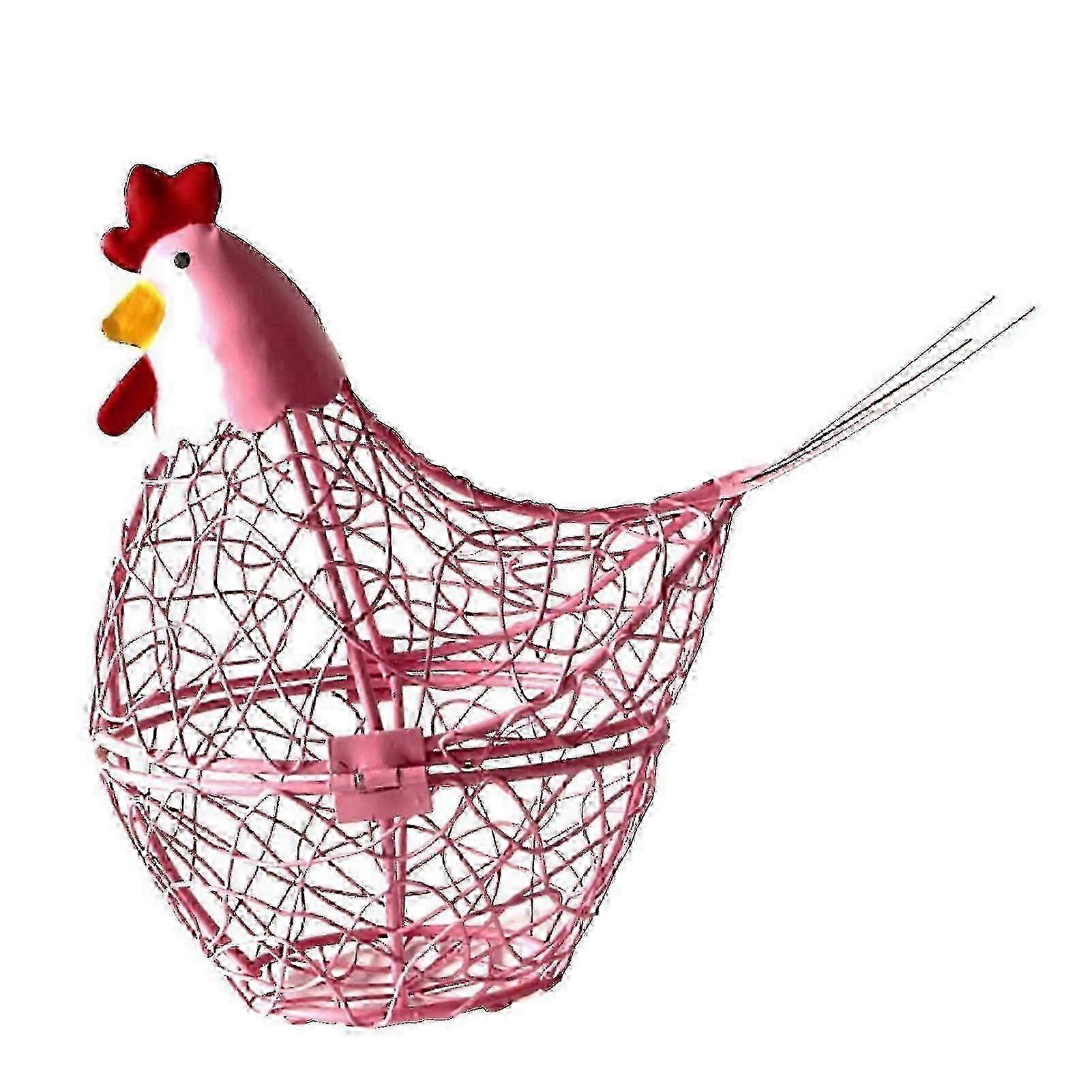 Pink Iron Wire Egg Basket for Easter Decorations and Kitchen Storage