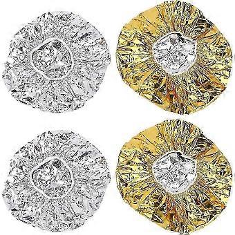 4pcs Aluminum Foil Cap Disposable Hair Coloring Cap Elastic Heat Shower Cap For Deep Conditioning