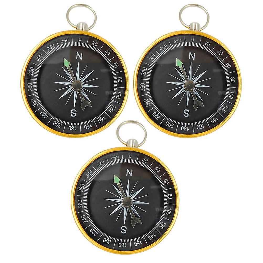 Pocket Compass Camping Survival Compass with Keychain for 6Pcs Set