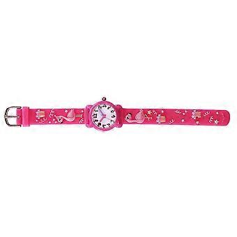 Childrens Round Waterproof Watch Flamingo Design for Kids Boys Girls Daily Use 21x2.8cm Rosy 1Pc