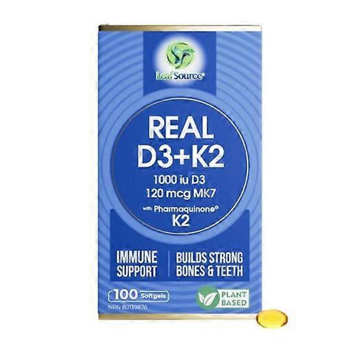 LeafSource Real D3 Plus K2,120 Mcg,100 Softgels