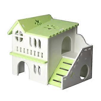 Small Animal Plastic Hideout Nesting House Hamster Playhouse Villa Chew Toys for Dwarf Hamsters Sleeping & Climbing  Green SL