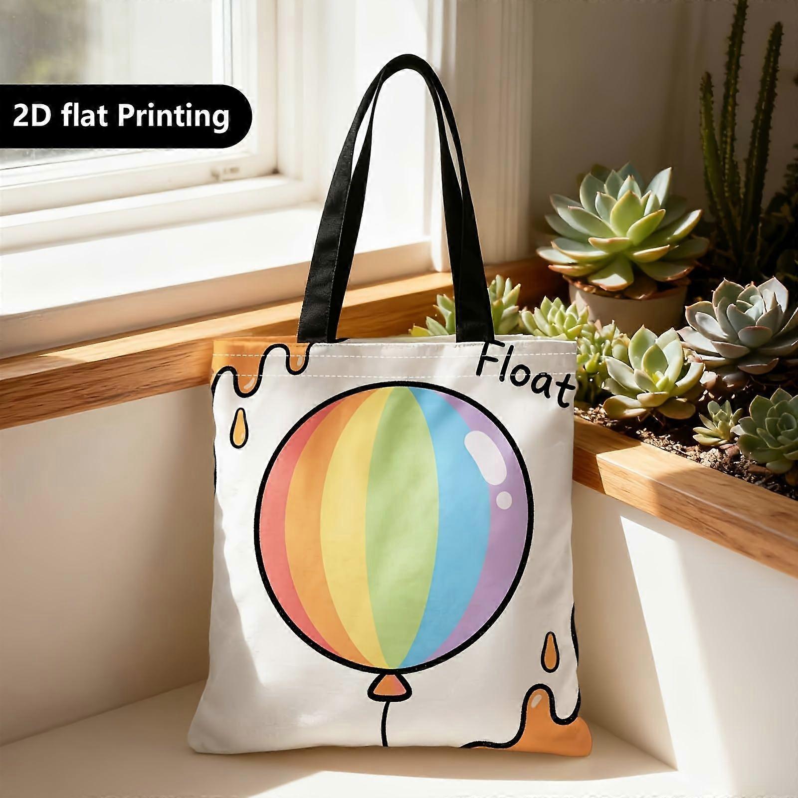 Sac cabas, sac de courses portable à bandoulière ou à main, imprimé double face 2D, motif ballon, flottant, nœud papillon, convient pour Rpolk