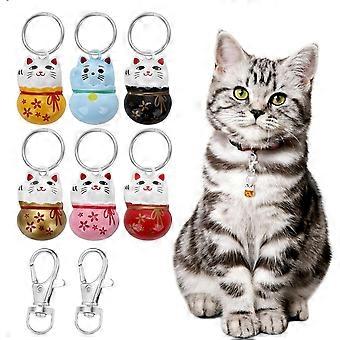 Katt krage bjeller, 6 stk Fortune Cat Tiny Bells for kattunger Trening Høye bjeller med Breakaway Spenne for Katt Halskjede Anheng Katt Krage Bjeller for Flaks