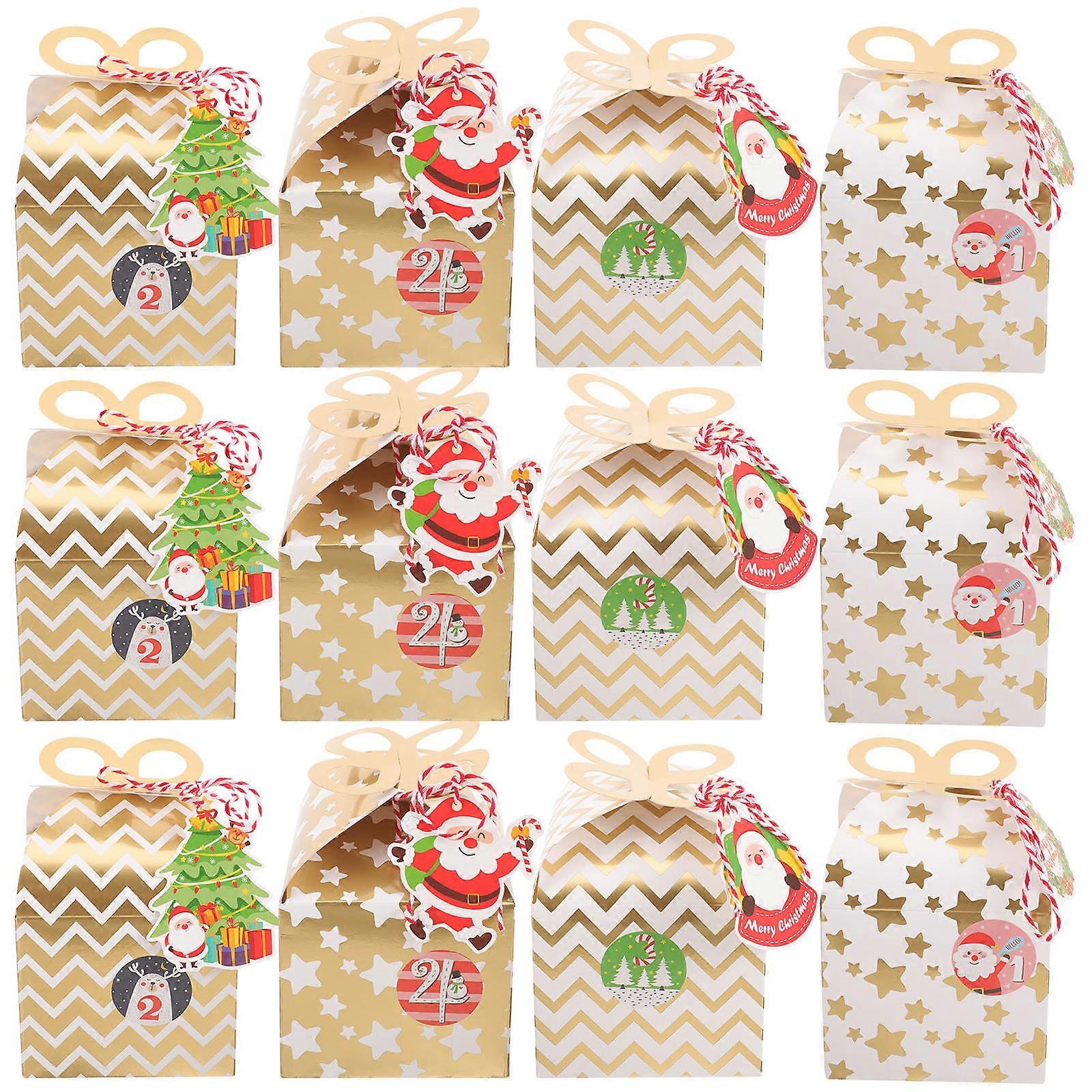 24pcs Christmas Candy Boxes Paper Boxes Gift Wrapping Boxes Party Candy Cases