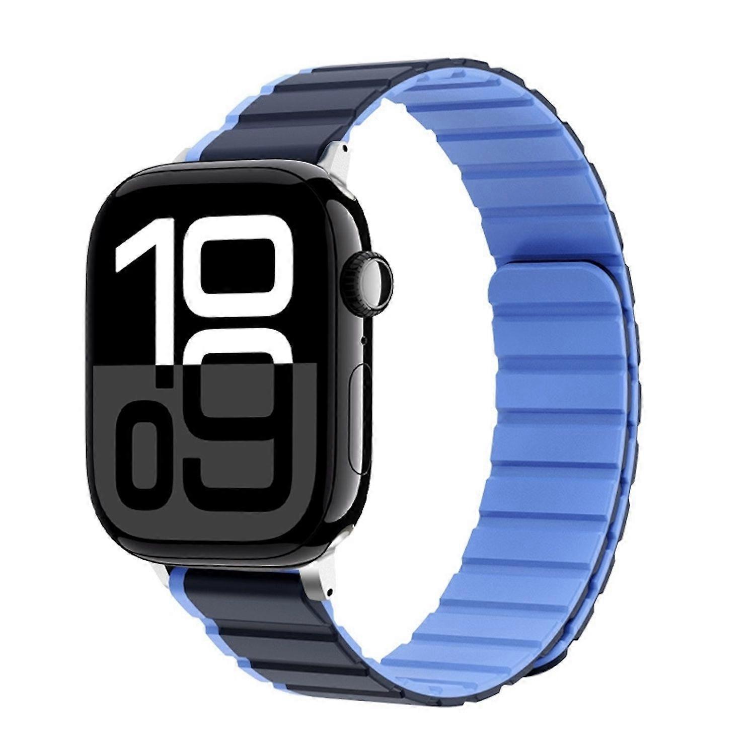 For Apple Watch Series 11 10 42mm / 9 8 7 41 / 6 SE 5 4 40mm Two-Tone Magnetic Band Blue
