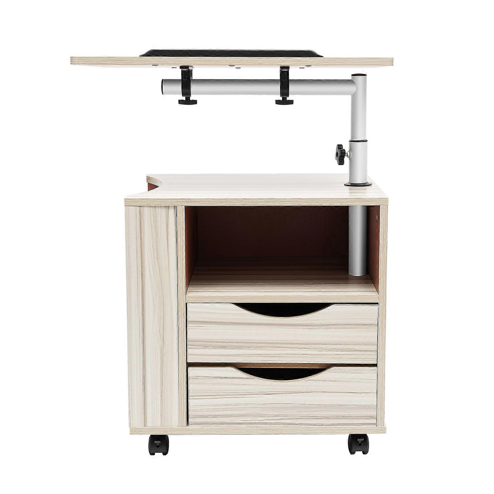 Bedside Cabinet Bedside Table with Whees Multi-Layer Storage Large Storage Space Adjustable Table Height