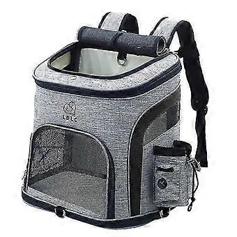 Pet Backpack, Oxford Cloth Portable Outdoor Pet Bag for Cats and Dogs, Fits Pets Up to 20kg, Gray-Black, Gray-Green, Gray-Blue, Gray-Orange