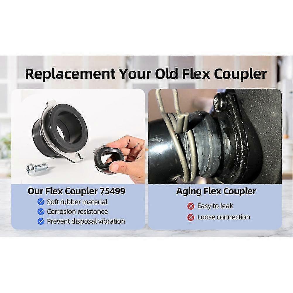 75499 Flex Coupler Garbage Disposal compatible with Insinkerator,Flex Discharge Anti-Vibration Tailpipe Mount Coupling Replace 74085