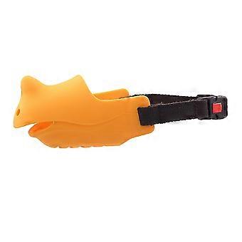 Hund Silikon Munskydd Bite och Bark Prevention Andningsbar Justerbar Hundmunkorg för hundar Gul M (Munomkrets 13,5-16 cm / 5,3-6,3 tum)