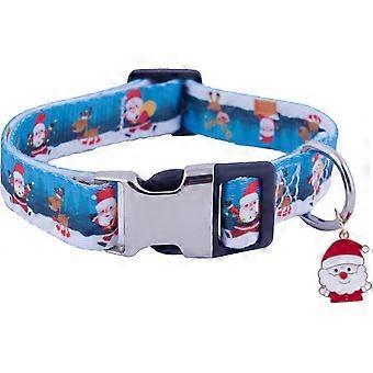 Christmas Deer Dog Collar Set Adjustable Soft Pet Collar for Small Medium Large Dogs Santa Pattern
