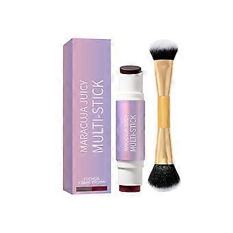 2pcs Blush and Contour Stick (Rose Red + Dark Brown), Smooth Texture, Natural Color, 3D Contour, Easy Application