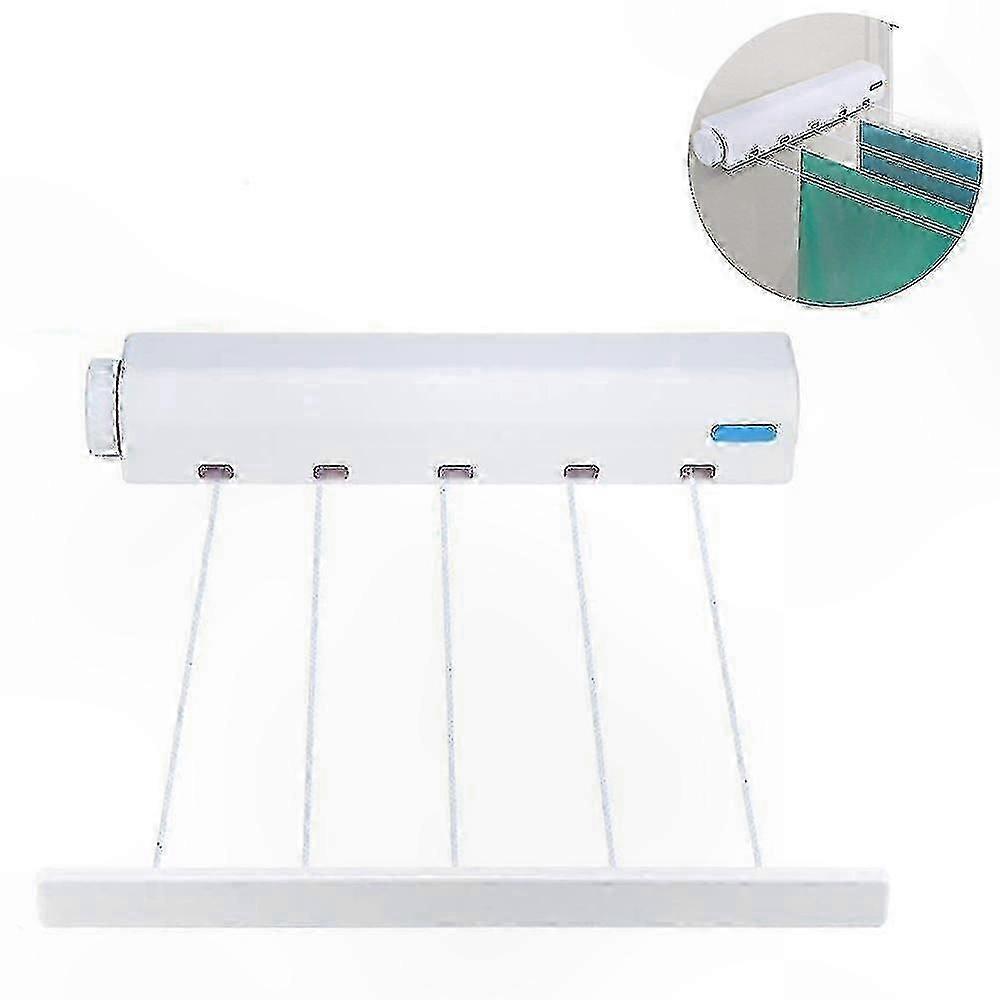 Retractable Clothesline with Automatic Spring Drying Rack System
