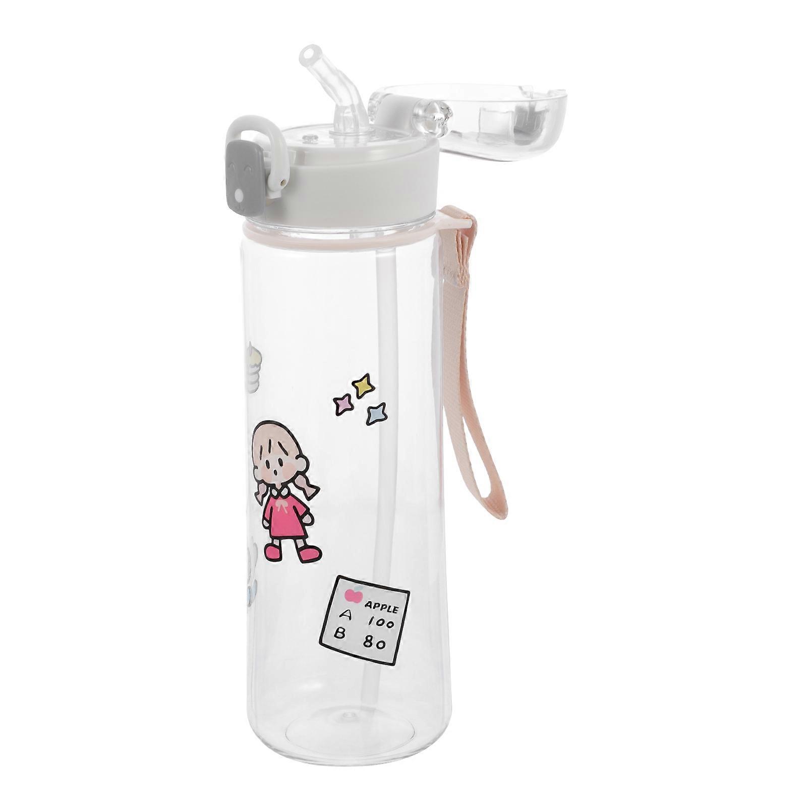 Portable Straw Cup for Drinking Use 1Pcs with Cartoon Pattern