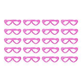 Óculos de boneca com design de coração rosa para decoração de fantasias, pacote com 20 unidades.
