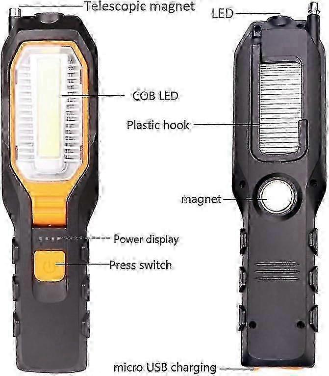 USB Rechargeable LED Work Light - Portable Workshop Light Magnetic Torch (Single)