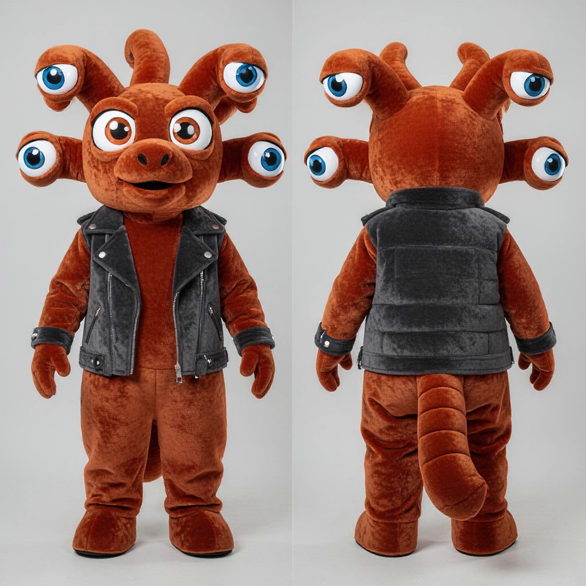 MASTICOT Rust Orange Multi Headed Hydra Mascot